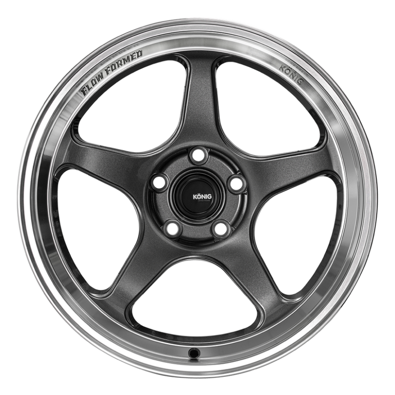 Konig HP88514356 FITS: Hyperspec 18x8 5X114.3 ET35 Anthracite Metallic Wheel w/ Mirror Machined Lip Wheels Cast