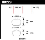 Hawk 70-73 Triumph Stag / 80-82 Triumph TR8 HT-10 Race Front Brake Pads