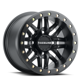 Raceline A91B-47056-52 FITS: A91B Ryno 14x7in / 4x156 BP / 10mm Offset / 132.5mm Bore Satin Black Beadlock Wheel Wheels Cast