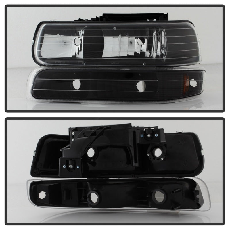 SPYDER 5064219 FITS:xTune Chevy Tahoe 00-06 Amber Crystal Headlights w/ Bumper Lights Black HD-JH-CSIL99-SET-AM-BK Headlights