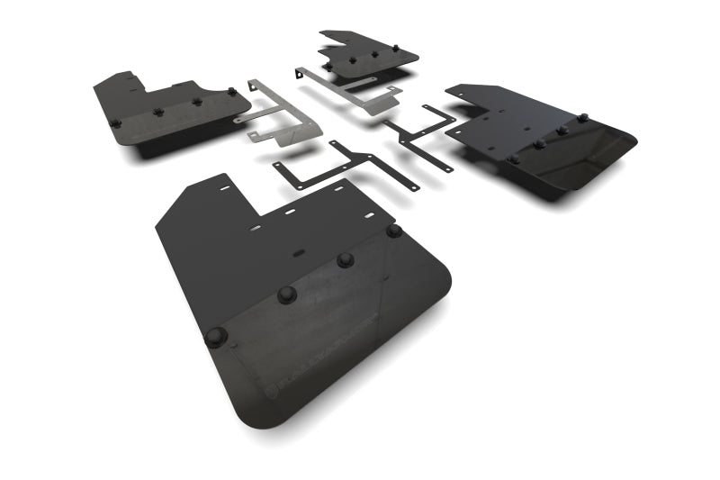 Rally Armor MF104-BLK-MBK FITS: 19-24 Jeep JT Gladiator (Mojave/Rubicon) Black Mud Flap w/Metallic Black Logo Mud Flaps