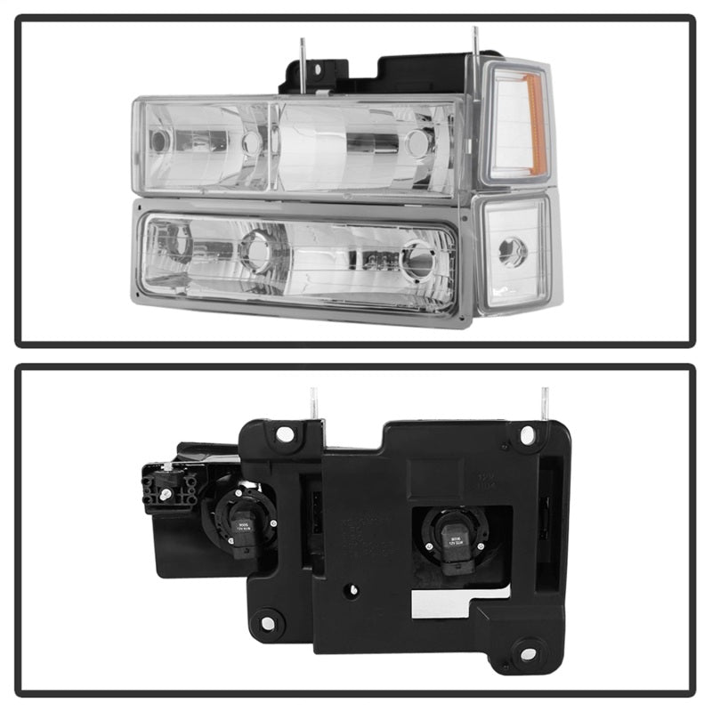 SPYDER 5069535 FITS:xTune Chevy Suburban 94-98 Headlights w/ Corner & Parking Lights 8pcs Chrome HD-JH-CCK88-AM-C-SET Headlights