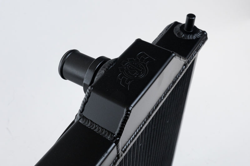 CSF 7075B FITS: 96-07 Mitsubishi Evo 4/5/6/7/8/9 Full-Slim Radiator w/12in Fan & Shroud/-16AN Black Radiators