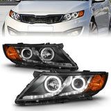 ANZO 121460 FITS: 2011-2013 Kia Optima Projector Headlights w/ Halo Black (CCFL) Headlights