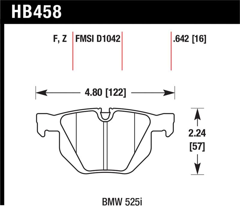 Hawk Performance HB458F.642 FITS: Hawk 04-06 BMW 525I / 06-07 BMW 525Xi/530Xi / 08-10 528I / 04-07 530I / 08-09 535Xi / 09-10 535i HP Brake Pads Performance