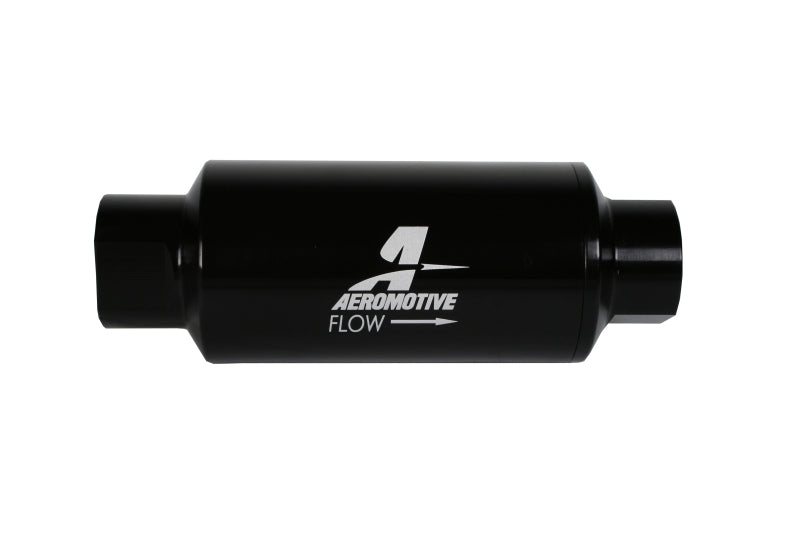Aeromotive 12350 FITS: In-Line Filter 10AN 10 Micron Microglass Element Bright-Dip Black 2in OD Fuel Filters
