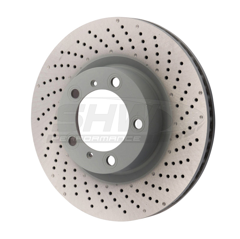 SHW Performance PFR39972 FITS:SHW 09-16 Porsche 911 Carrera w/o Ceramic Brakes Right Front Drill-Dimp MB Brake Rotor (99735140201) Brake Rotors Drilled