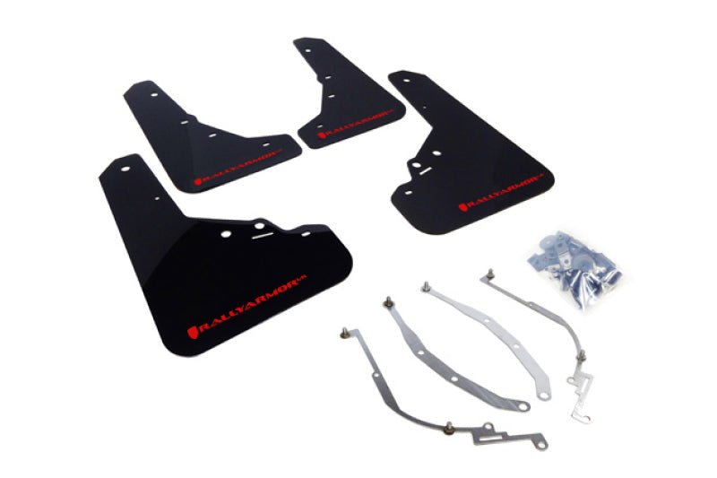 Rally Armor MF25-UR-BLK/RD FITS: 12-18 Fiat 500 Black UR Mud Flap w/Red Logo Mud Flaps