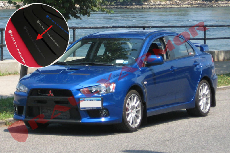 Rally Armor MF10-UR-BLK/GRY FITS: 08-17 Mitsubishi EVO X Black UR Mud Flap w/ Grey Logo Mud Flaps