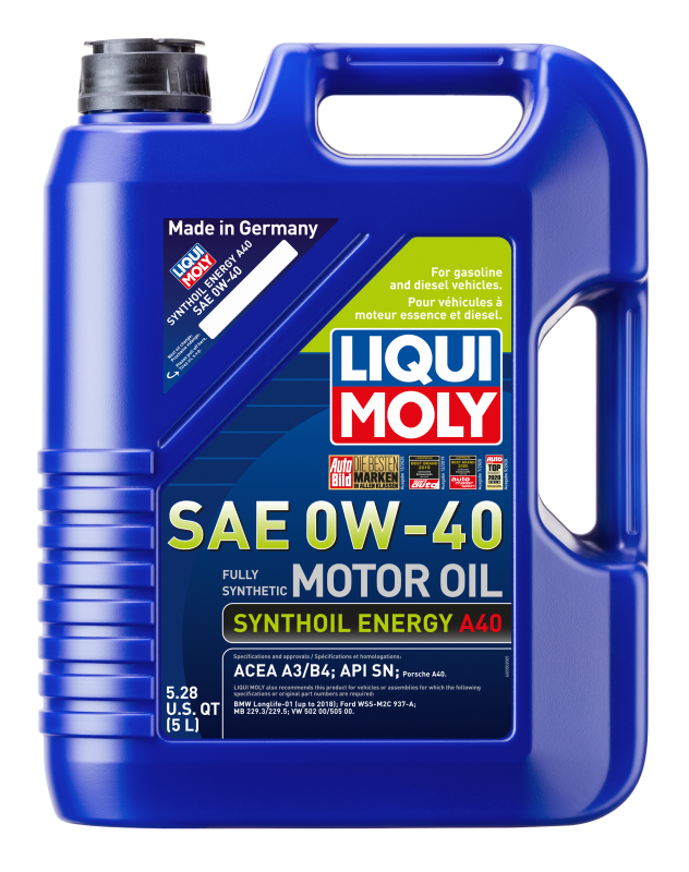 LIQUI MOLY 2050 FITS: 5L Synthoil Energy A40 Motor Oil SAE 0W40 Motor Oils