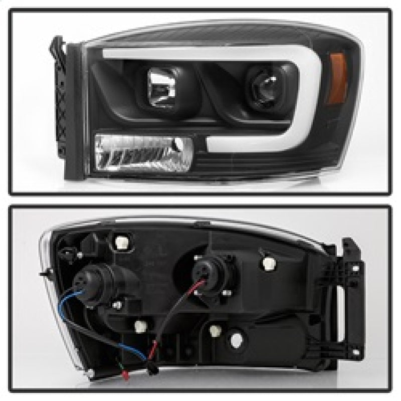 SPYDER 5085306 FITS: Dodge Ram 1500 06-08 V2 Projector Headlights Light Bar DRL Black (PRO-YD-DR06V2-LB-BK) Headlights