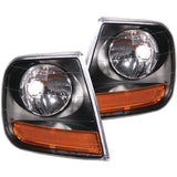 ANZO 521040 FITS: Corner Lights 1997-2003 Ford F-150 HARLEY DAVIDSON Style Corner Lights Black w/ Amber Reflector Lights Corner