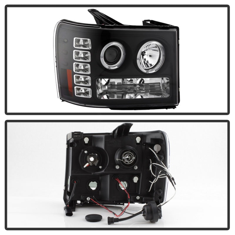 SPYDER 5010605 FITS: GMC Sierra 1500/GMC Sierra Denali 08-13 Projector LED Halo- LED Blk PRO-YD-GS07-HL-BK Headlights