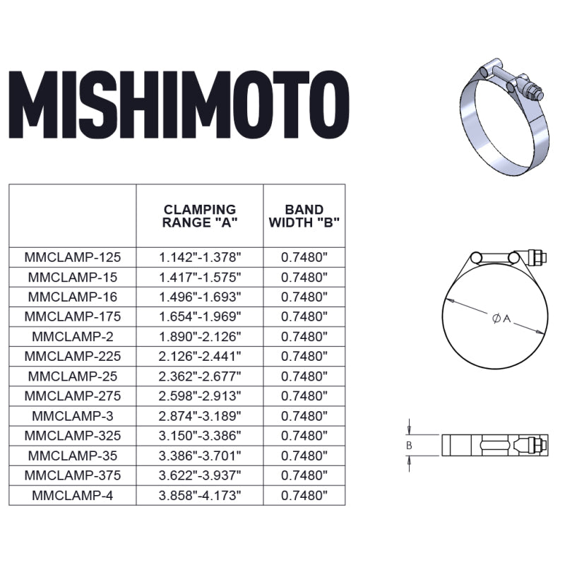 Mishimoto MMCLAMP-15 FITS: Clamps FITS: 1.5 Inch Stainless Steel T-Bolt Clamps Clamps