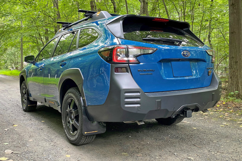 Rally Armor MF76-UR-BLK/BL FITS: 22-25 Subaru Outback Wilderness Black Mud Flap Blue Logo Mud Flaps