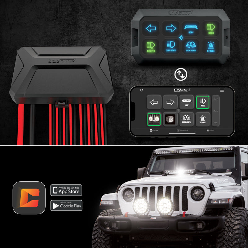 XKGLOW XK-CMD-KIT FITS:XK Glow XKcommand Bluetooth Switch Panel for Lights 12V Accessory Offroad Switch Panels