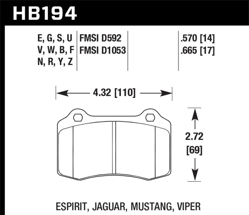 Hawk Performance HB194U.570 FITS: Hawk 2010 Camaro SS DTC-70 Race Rear Brake Pads Brake Pads Racing