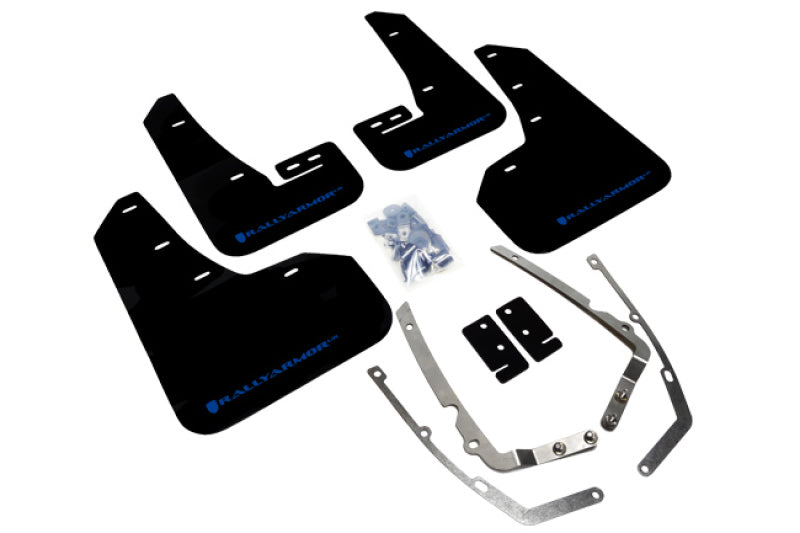 Rally Armor MF37-UR-BLK/BL FITS: 15-21 VW Golf/GTI/TSI Black UR Mud Flap w/ Blue Logo Mud Flaps