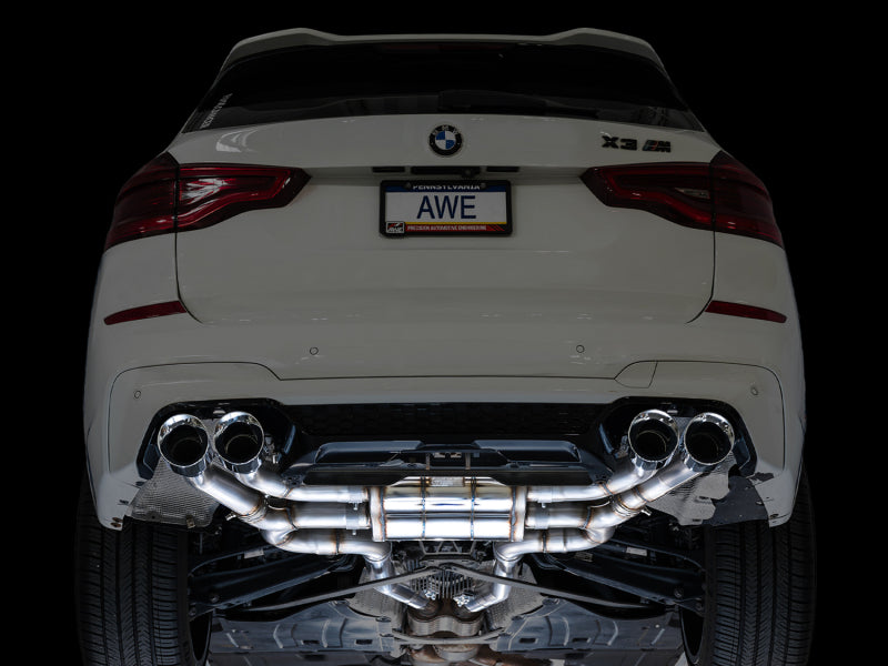 AWE Tuning 3025-42301 FITS: 20-25 BMW X3 M/M Comp (F97) AWD SwitchPath Axle-back Exhaust Chrome Silver Tips Axle Back