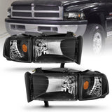 ANZO 111067 FITS: 1994-2001 Dodge Ram Crystal Headlights Black Headlights