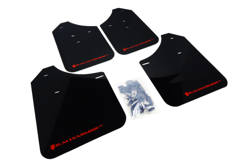 Rally Armor MF1-UR-BLK/RD FITS: 02-07 Subaru WRX/STI/RS/2.5i (Wagons Req. Mod.) Black UR Mud Flap w/Red Logo Mud Flaps