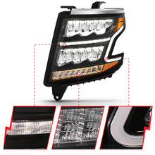 Load image into Gallery viewer, ANZO 111478 FITS: 15-20 Chevy Tahoe/Suburban LED Light Bar Style Headlights Black w/Sequential w/DRL w/Amber Headlights