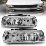 ANZO 111011 FITS: 1999-2002 Chevrolet Silverado 1500 Crystal Headlights Chrome Headlights