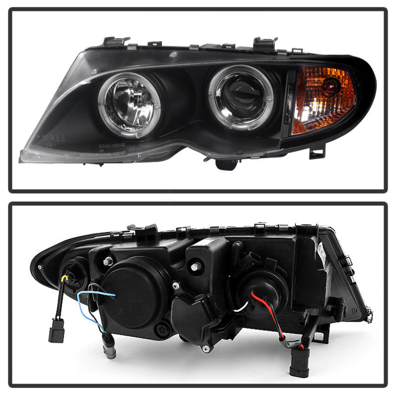 SPYDER 5042415 FITS: BMW E46 3-Series 02-05 4DR Projector Headlights 1PC LED Halo Blk PRO-YD-BMWE4602-4D-AM-BK Headlights