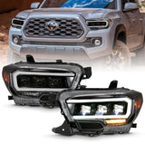 ANZO 111496 FITS: 2016-2018 Toyota Tacoma LED Projector Headlights Plank Style Black w/ Amber Headlights