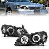 ANZO 121077 FITS: 2000-2004 Infiniti I30 Projector Headlights w/ Halo Black Headlights