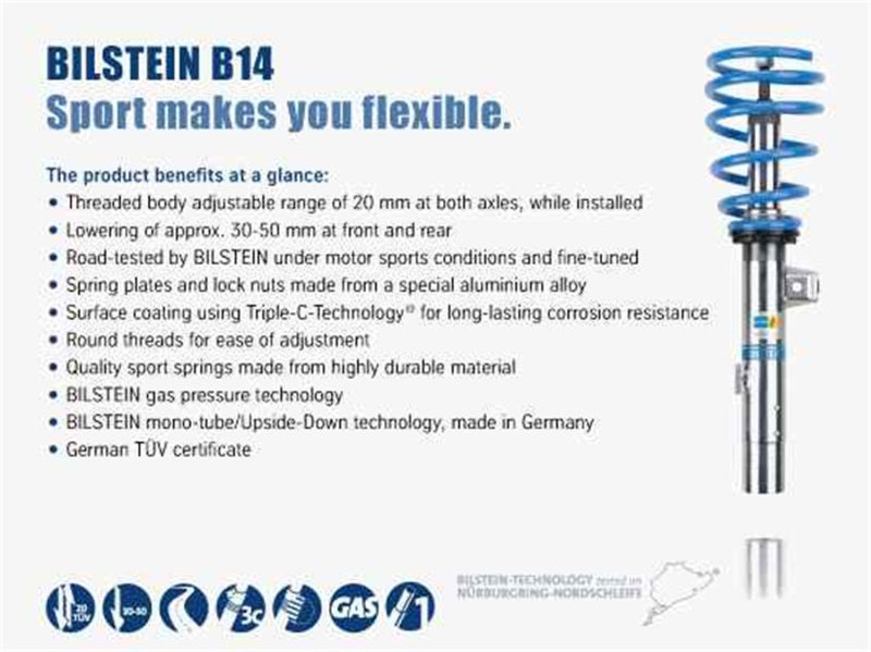Bilstein 47-264632 FITS: B14 (PSS) 12-13 BMW 328i/335i Front & Rear Performance Suspension Kit Coilovers