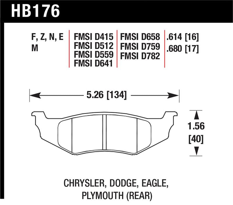 Hawk Performance HB176F.614 FITS:Hawk SRT4 HPS Street Rear Brake Pads Brake Pads Performance