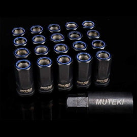 Wheel Mate HR5007BU FITS: Muteki HR50 Open End Lug Nuts Black w/ Blue Ring 14x1.50 Lug Nuts
