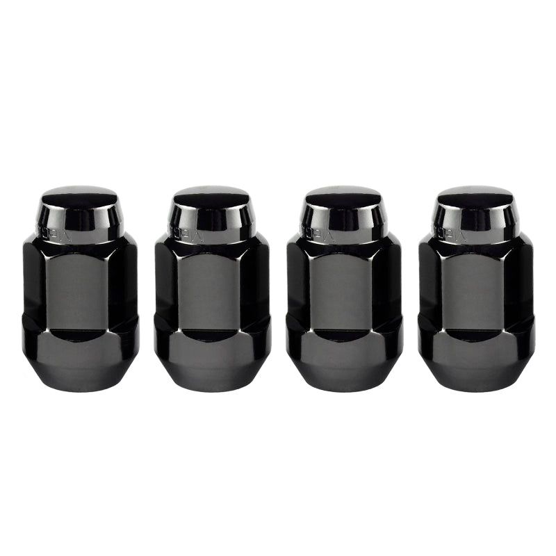 McGard 64015 FITS: Hex Lug Nut (Cone Seat Bulge Style) M12X1.5 / 3/4 Hex / 1.45in. Length (4-Pack) Black Lug Nuts
