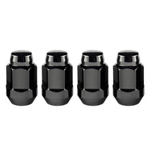 Load image into Gallery viewer, McGard 64015 FITS: Hex Lug Nut (Cone Seat Bulge Style) M12X1.5 / 3/4 Hex / 1.45in. Length (4-Pack) Black Lug Nuts