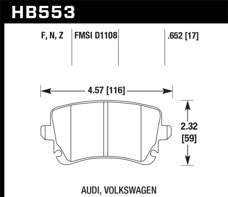 Hawk Performance HB553F.652 FITS: Hawk 06-07 Audi A6 Quattro / 03-04 RS6 / 04-08 S4 HPS Street Rear Brake Pads Brake Pads Performance