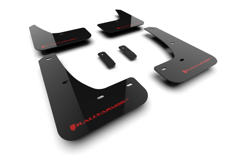 Rally Armor MF122-UR-BLK-RD FITS: 24-25 Tesla Model 3 Highland Black UR Mud Flap Red Logo Mud Flaps