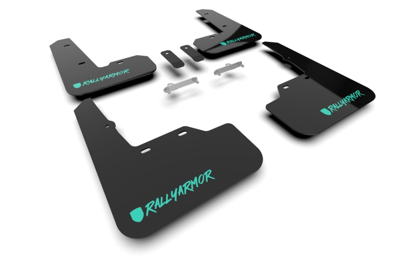 Rally Armor MF92-UR-BLK/TL-X FITS: 22-25 Subaru WRX Black UR Mud Flap Altered Font Teal Logo Mud Flaps