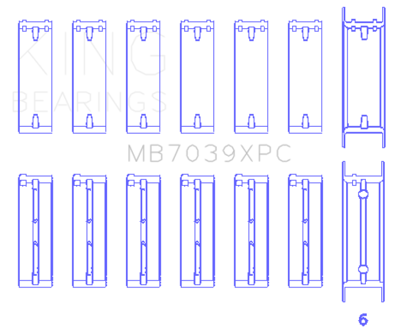 King Engine Bearings MB7039XPC FITS: -King BMW M20/M50 2.0L/2.5L/2.7L Crankshaft Main Bearings Set 7 Pairs Coated Bearings