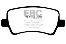 EBC DP41934R FITS: 13-15 Land Rover LR2 2.0 Turbo Yellowstuff Rear Brake Pads Brake Pads Performance