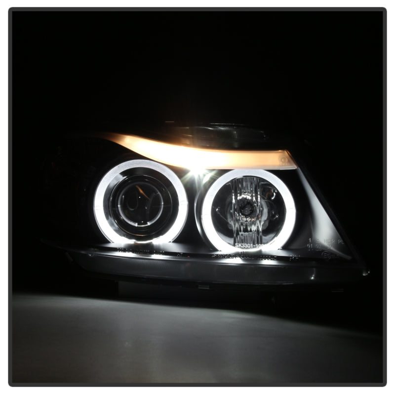 SPYDER 5009005 FITS: BMW E90 3-Series 06-08 Projector LED Halo Amber Reflctr Rplc Bulb Blk PRO-YD-BMWE9005-AM-BK Headlights