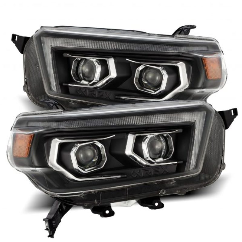 AlphaRex 880757 FITS: 10-13 Toyota 4Runner LUXX LED Proj Headlights Plank Style Black w/Seq Signal/DRL