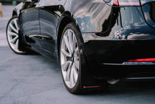 Load image into Gallery viewer, Rally Armor MF62-UR-BLK/MBK FITS: 17-23 Tesla Model 3 Black UR Mud Flap Metallic Black Logo Mud Flaps