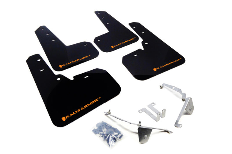Rally Armor MF26-UR-BLK/OR FITS: 13-17 Subaru Crosstrek XV Black Mud Flap w/Orange Logo Mud Flaps