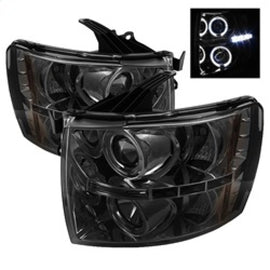 SPYDER 5009517 FITS: Chevy Silverado 1500 07-13 Projector Headlights LED Halo LED Smke PRO-YD-CS07-HL-SM Headlights