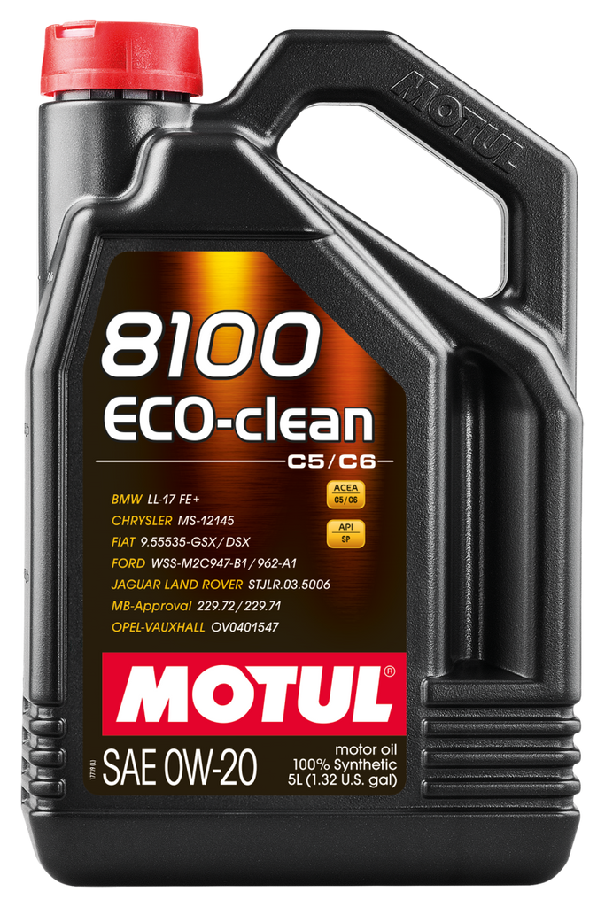 Motul 108862 FITS: 5L Synthetic Engine Oil 8100 0W20 Eco-Clean Motor Oils