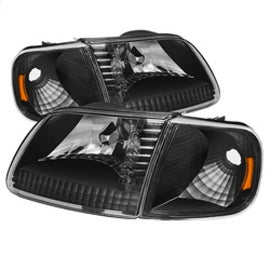 SPYDER 5070319 FITS:xTune Ford F150 97-03 / Expedition 97-02 Crystal Headlights w/Corner Black HD-JH-FF15097-SET-AM-BK Headlights