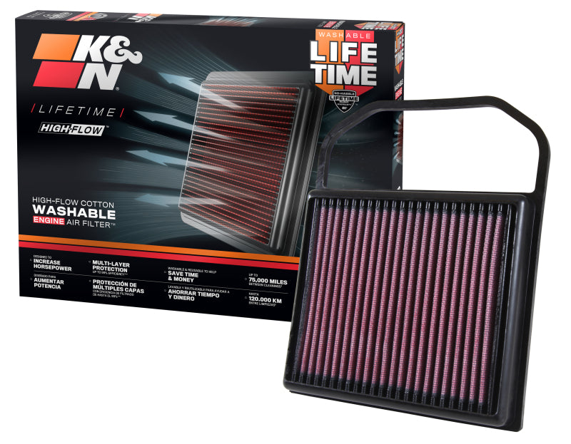 K&N Engineering 33-5032 FITS:K&N Replacement Air Filter for 15-16 Mercedes Benz C400 3.0L / E320 / GL450 / ML400 (2 Required) Air Filters Drop In