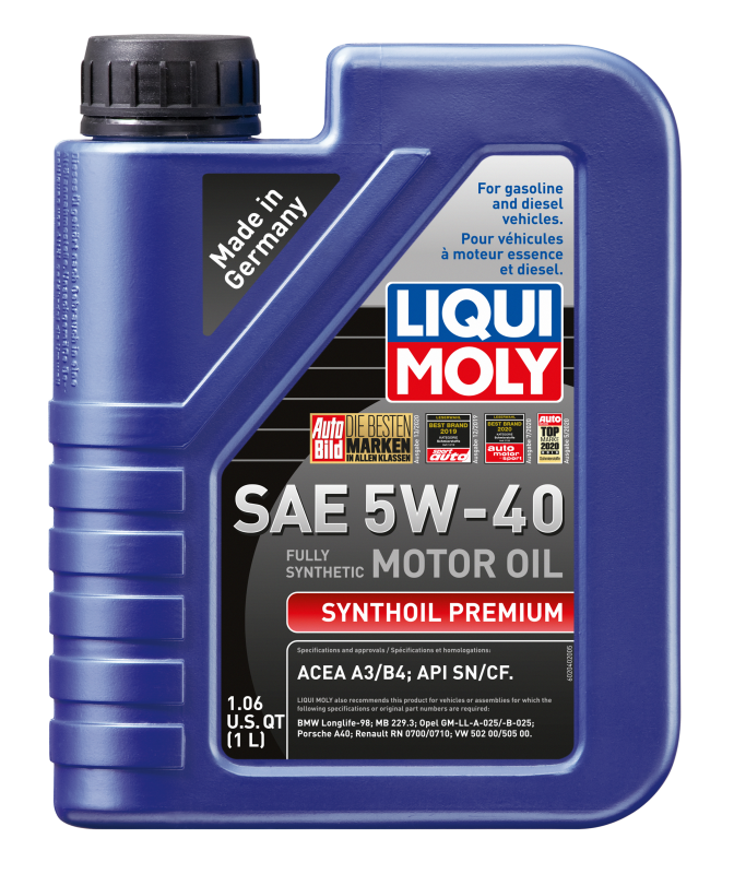 LIQUI MOLY 2040 FITS: 1L Synthoil Premium Motor Oil SAE 5W40 Motor Oils