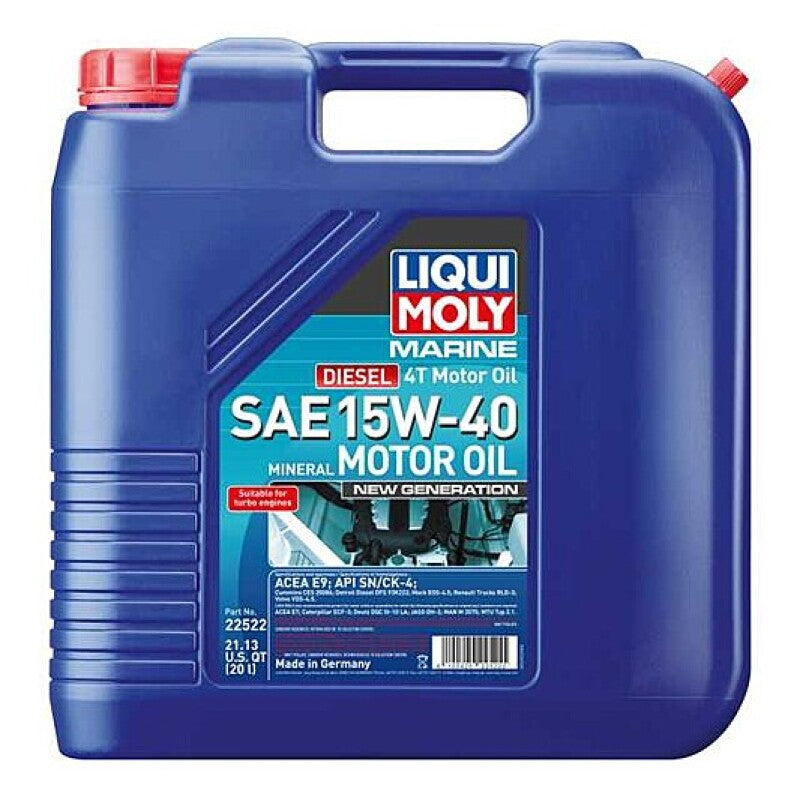 LIQUI MOLY 22522 FITS: 20L Marine 4T New Generation Motor Oil SAE 15W40 Motor Oils